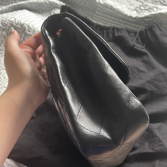 CHANEL CF Lambskin Jumbo Single Flap(Black&Gold) - Picture 7 of 9